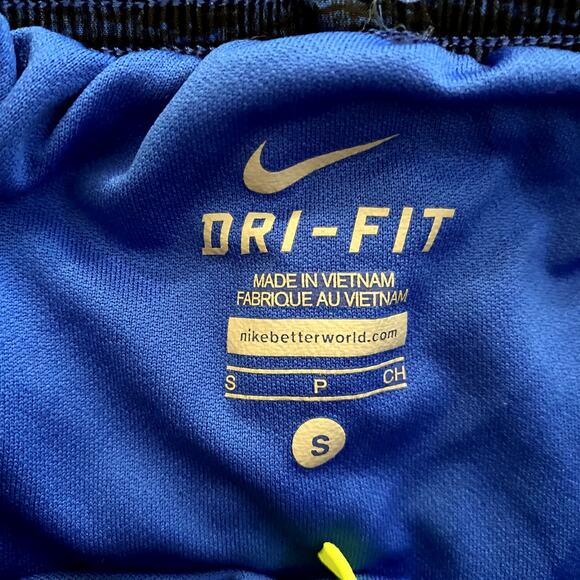 Nike Dri-Fit Tempo Shorts Blue Stripe Neon Yellow Size Small Womens - Picture 2 of 7